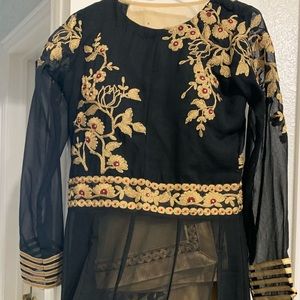 Embroidered Georgette Pakistani Suit in Black